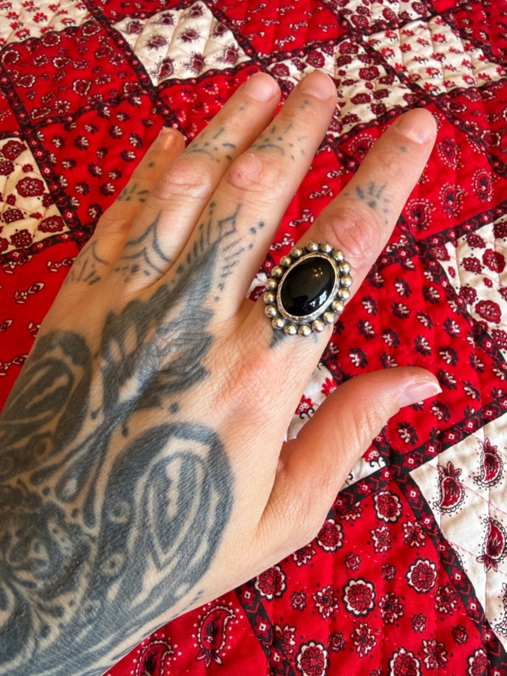 Vintage Silver and Onyx Ring